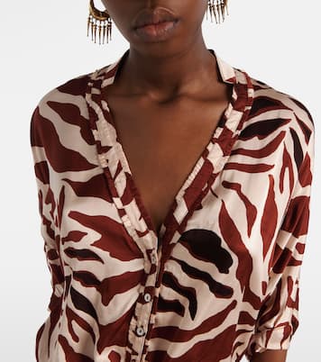 Bedruckte Bluse Azia aus Satin | Poupette St Barth