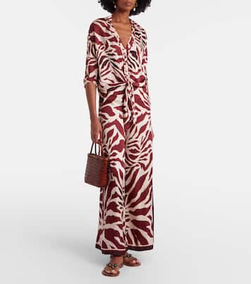 Azia 프린트 타이 디테일 새틴 블라우스 | Poupette St Barth