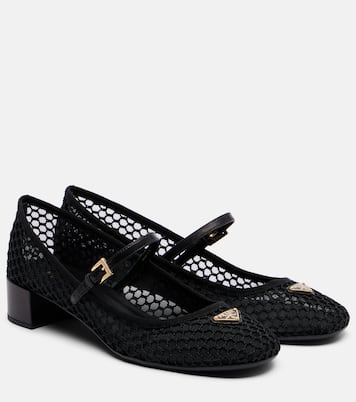 Pumps Mary Jane in mesh con pelle | Prada