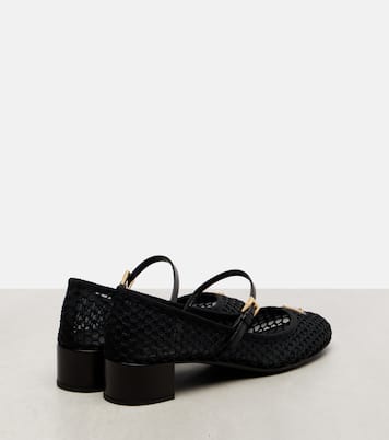 Pumps Mary Jane in mesh con pelle | Prada