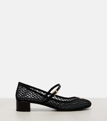 Pumps Mary Jane in mesh con pelle | Prada