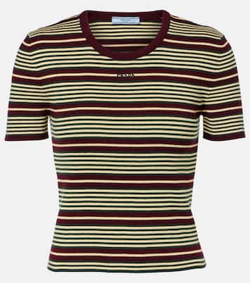 T-shirt in misto cotone a righe | Prada