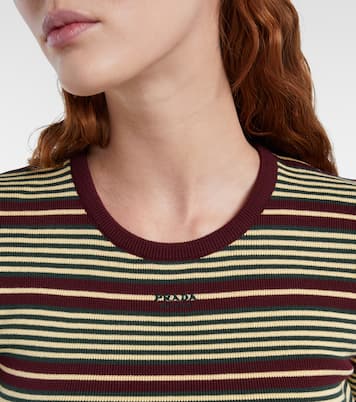 T-shirt in misto cotone a righe | Prada
