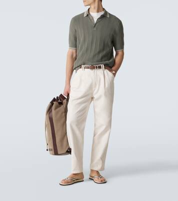 Leather-trimmed thong sandals | Brunello Cucinelli