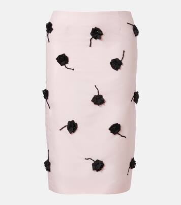 Floral-appliqué pencil skirt | Shushu/Tong