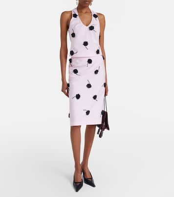 Floral-appliqué pencil skirt | Shushu/Tong