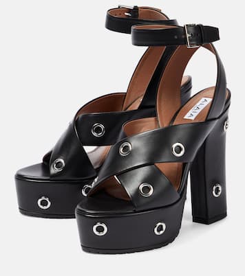 Eyelet-embellished leather sandals | Alaïa