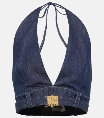Verziertes Bralette aus Denim | Miu Miu