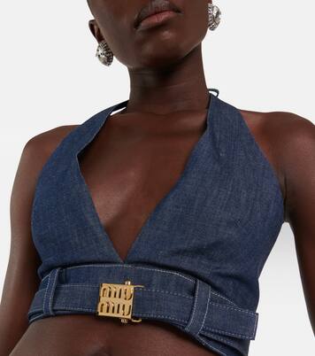 Verziertes Bralette aus Denim | Miu Miu