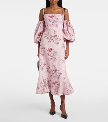 Abito midi Mercedes Wisteria in lino | Agua by Agua Bendita