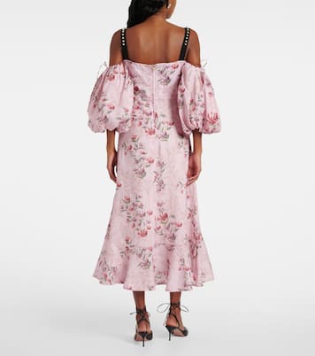 Abito midi Mercedes Wisteria in lino | Agua by Agua Bendita