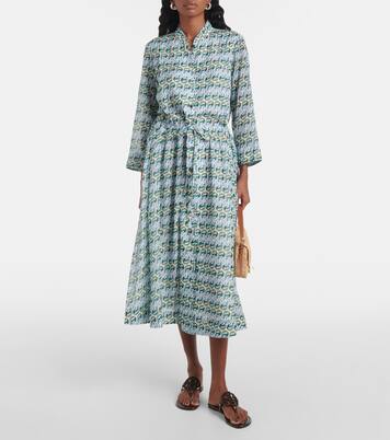 Abito midi in seta e cotone con stampa | Tory Burch