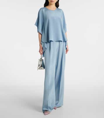 Weite High-Rise-Hose Origano aus Seide | Max Mara