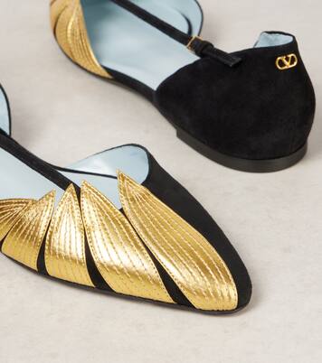 Ballerines Foliefoliage en daim et cuir | Valentino Garavani