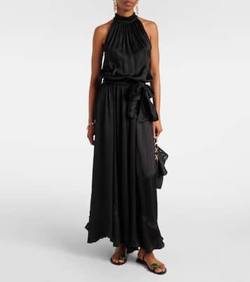 Robe longue Nina en satin | Poupette St Barth