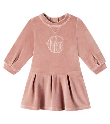 Logo cotton velvet dress | Chloé Kids