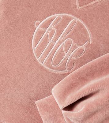 Logo cotton velvet dress | Chloé Kids