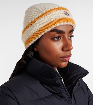 Logo striped wool-blend beanie | Moncler