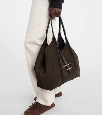 T Timeless Medium suede tote bag | Tod's