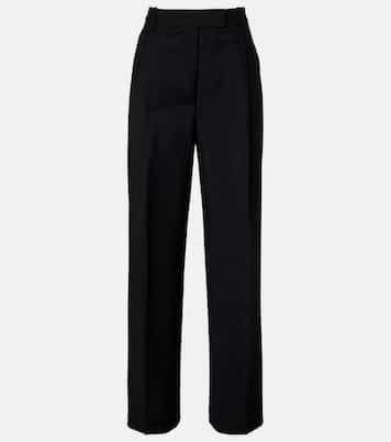 Pantalon ample à taille mi-haute en laine et mohair | Róhe
