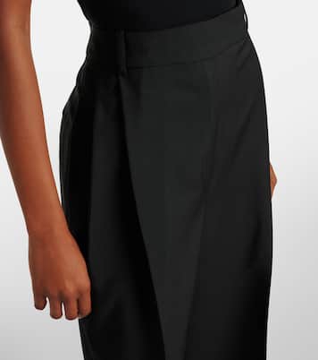 Pantalon ample à taille mi-haute en laine et mohair | Róhe