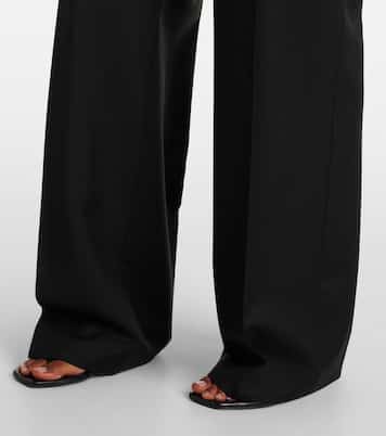 Pantalon ample à taille mi-haute en laine et mohair | Róhe