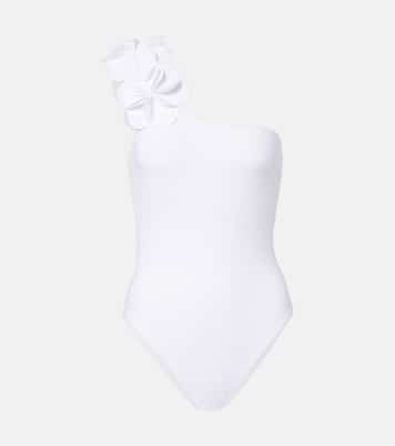 Tess floral-appliqué one-shoulder swimsuit | Karla Colletto