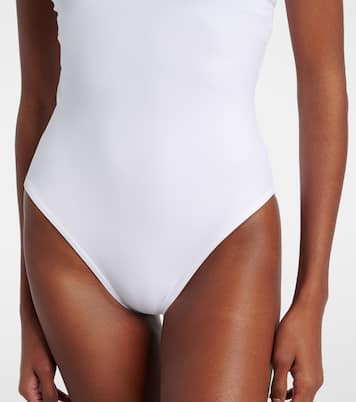 Tess floral-appliqué one-shoulder swimsuit | Karla Colletto