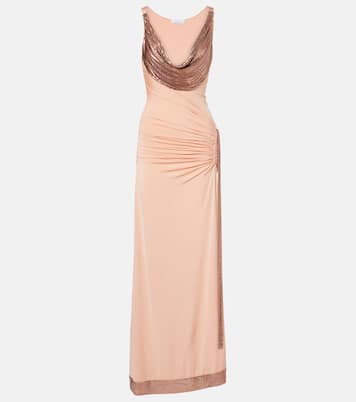 Robe aus Satin mit Metallic-Mesh | Rabanne