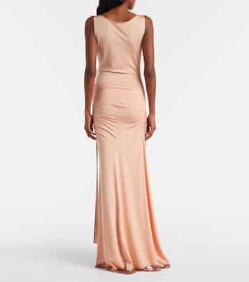 Robe aus Satin mit Metallic-Mesh | Rabanne