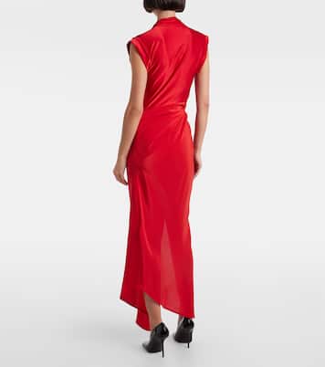 Gathered silk-trimmed jersey maxi dress | Victoria Beckham