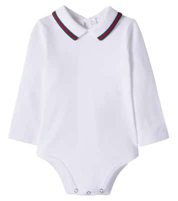 Baby Web Stripe cotton-blend bodysuit | Gucci Kids