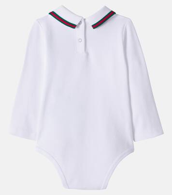 Baby Web Stripe cotton-blend bodysuit | Gucci Kids
