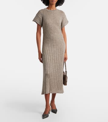 Ribbed-knit lamé midi dress | Brunello Cucinelli
