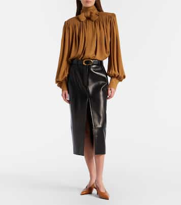 Vali pleated silk georgette blouse | Khaite