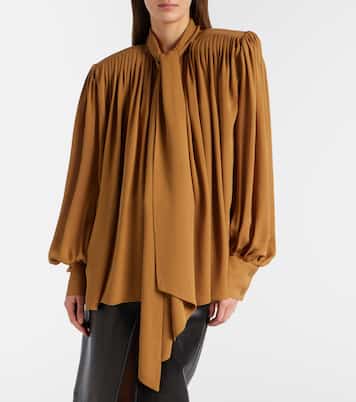 Vali pleated silk georgette blouse | Khaite
