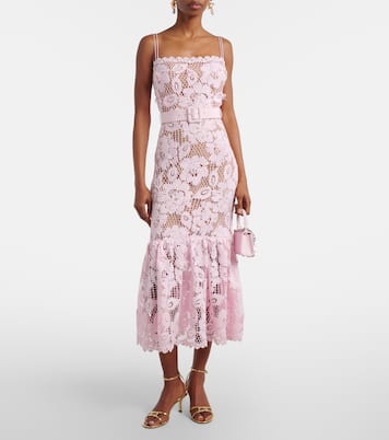 Belted crochet midi dress | Self-Portrait