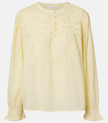 Byrdie lace-trimmed cotton blouse | Velvet