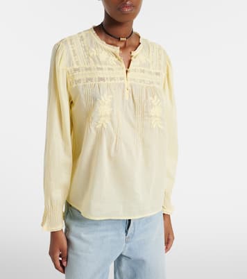 Byrdie lace-trimmed cotton blouse | Velvet