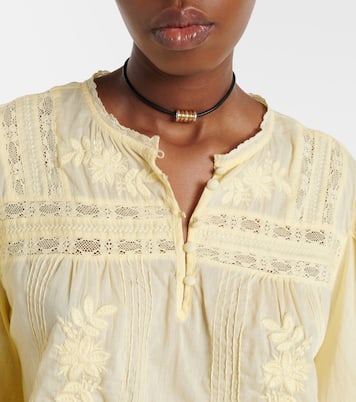 Byrdie lace-trimmed cotton blouse | Velvet