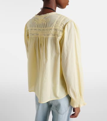 Byrdie lace-trimmed cotton blouse | Velvet