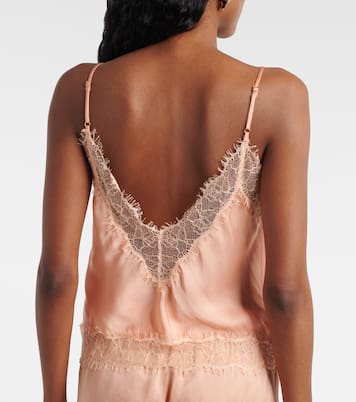 Top lencero Zely de satén con encaje | Poupette St Barth