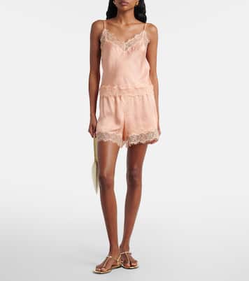 Top lencero Zely de satén con encaje | Poupette St Barth