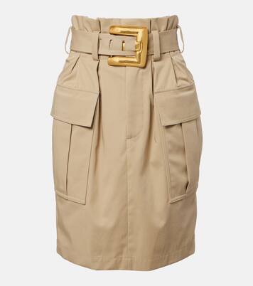 Falda midi de gabardina de algodón | Balmain