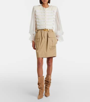 Falda midi de gabardina de algodón | Balmain
