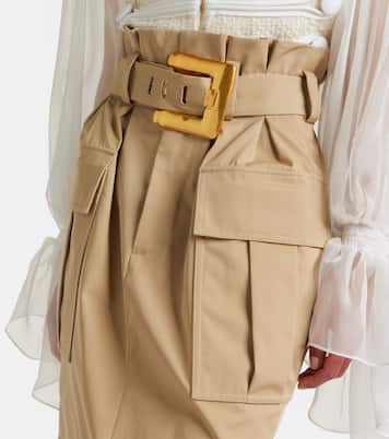 Falda midi de gabardina de algodón | Balmain