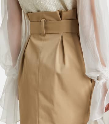 Falda midi de gabardina de algodón | Balmain