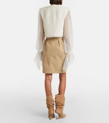 Falda midi de gabardina de algodón | Balmain