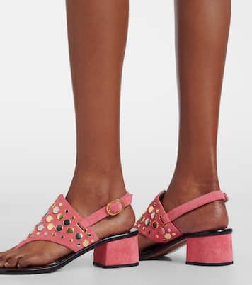 Resort studded suede thong sandals | Valentino Garavani