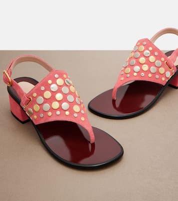 Resort studded suede thong sandals | Valentino Garavani